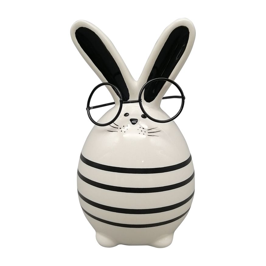 Sagebrook 6" Ceramic Chubby Bunny With Glasses