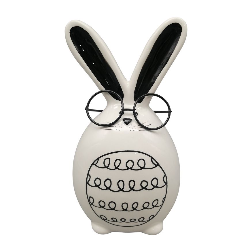 Sagebrook 6" Ceramic Chubby Bunny With Glasses