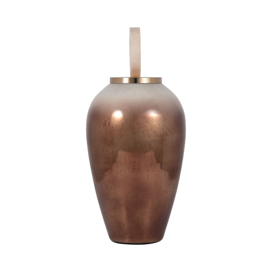 Sagebrook 22" Glass Vase Round Resin Topper - Copper