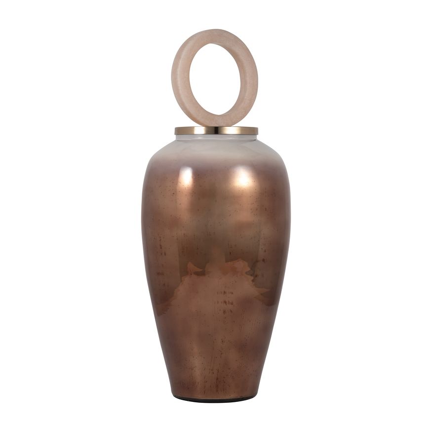 Sagebrook 28" Glass Vase Round Resin Topper - Copper