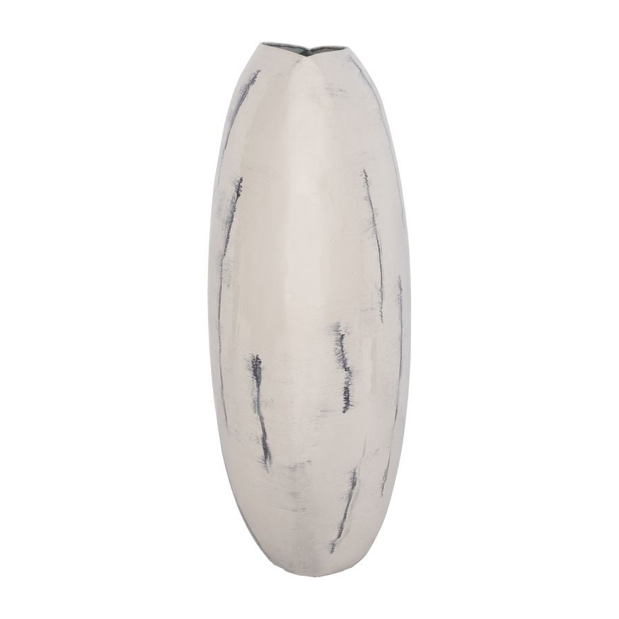 Sagebrook 33" Metal Enameled Round Vase - Distressed White