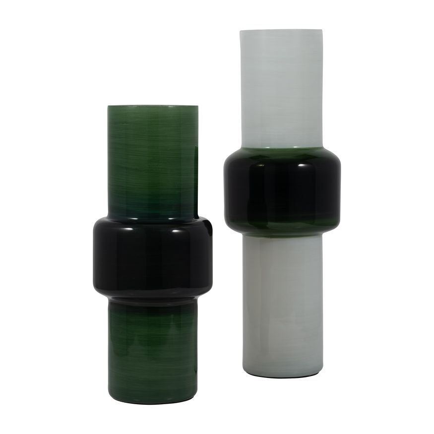 Sagebrook 15" Glass Modern Cylinder Vase - Green