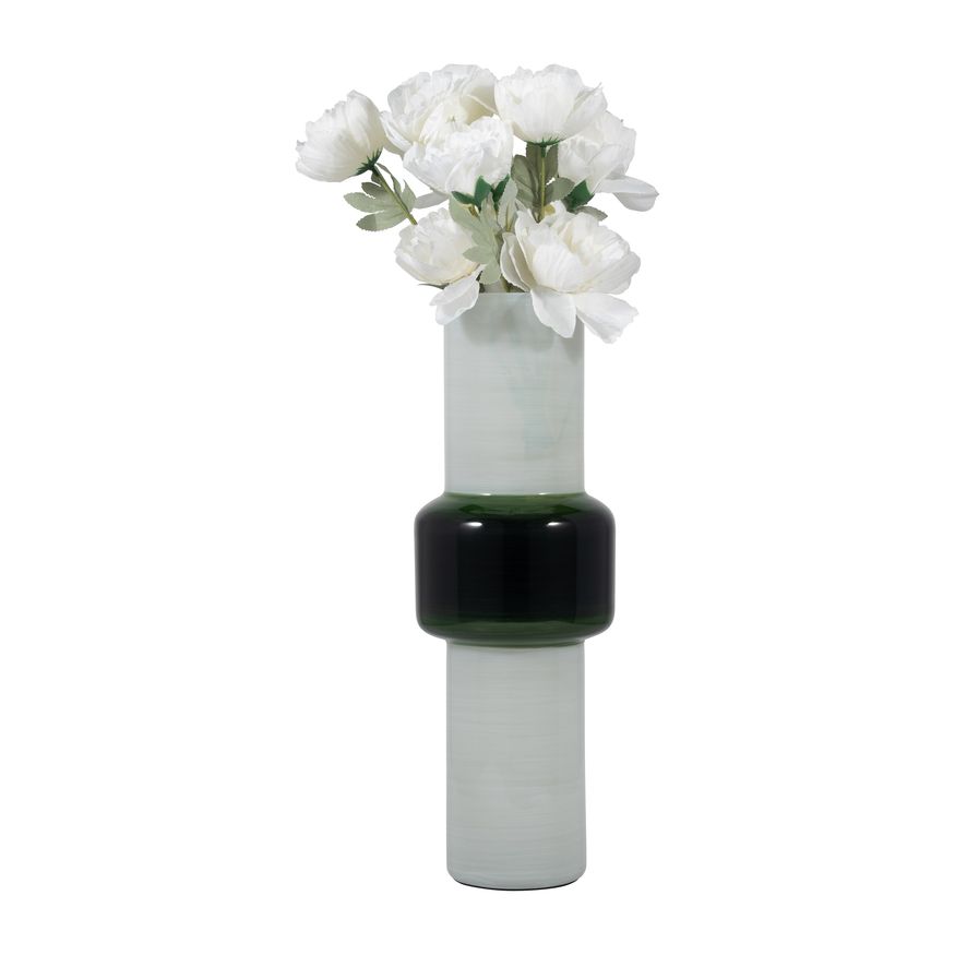 Sagebrook 19" Glass Modern Cylinder Vase - White/Green