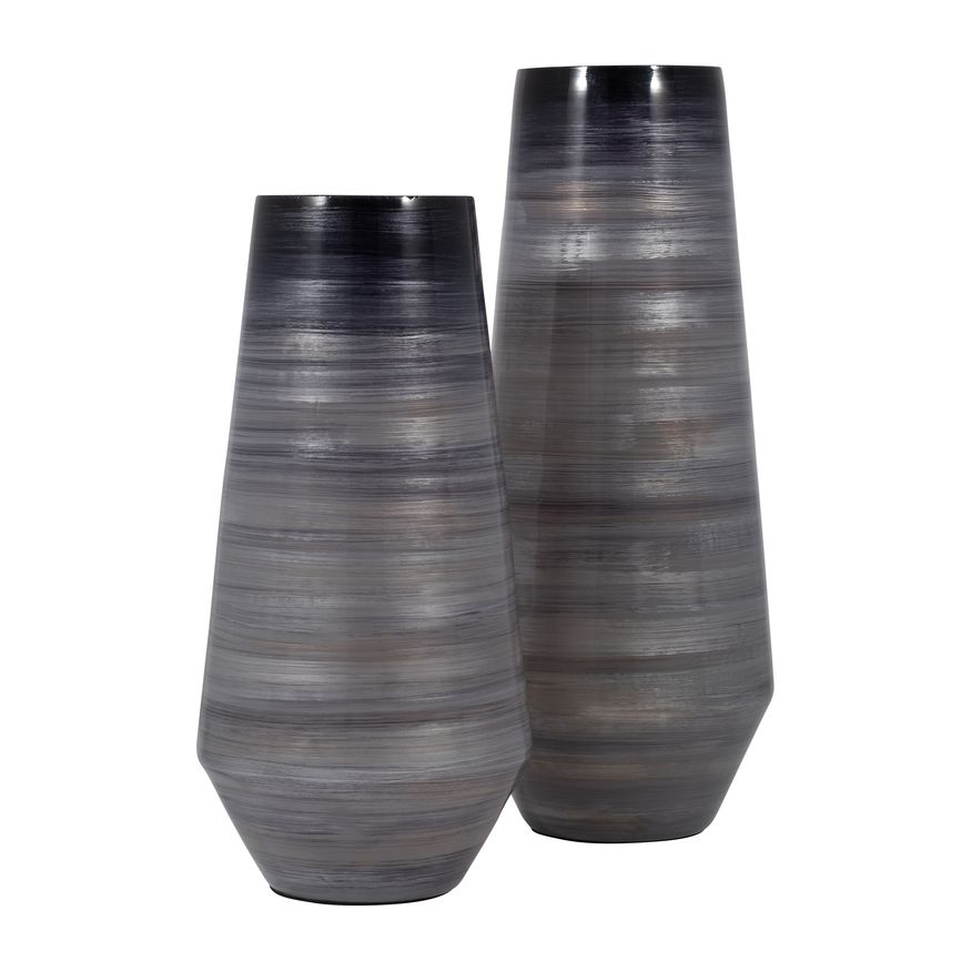 Sagebrook 15" Glass Enameled Vase - Gray/Black