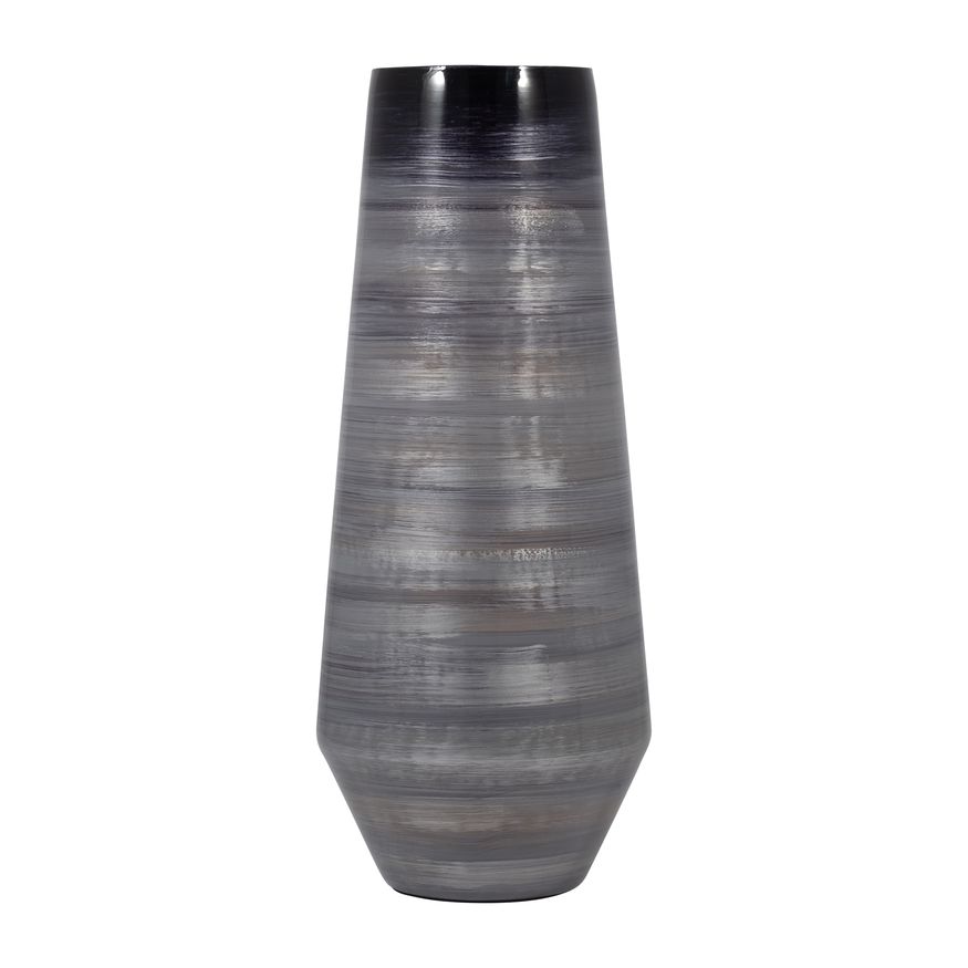 Sagebrook 18" Glass Enameled Vase - Gray/Black