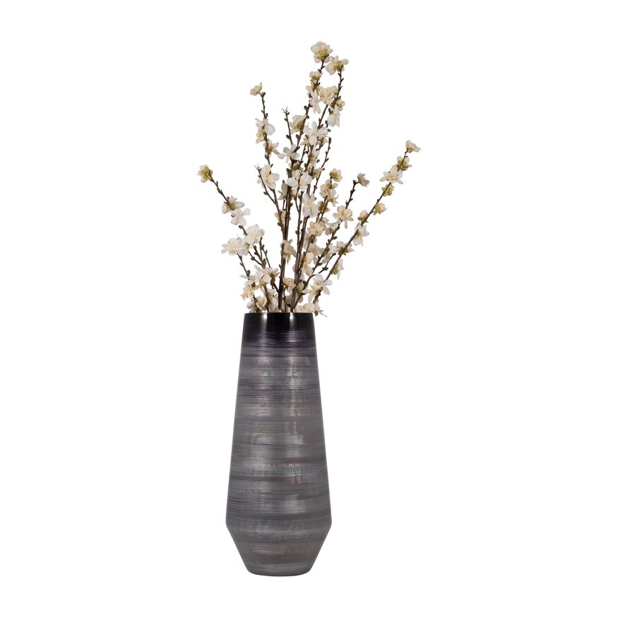 Sagebrook 18" Glass Enameled Vase - Gray/Black