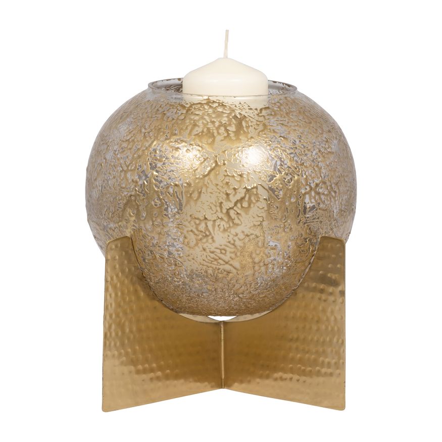 Sagebrook™ 10" Glass Hurricane Orb - Clear/Gold