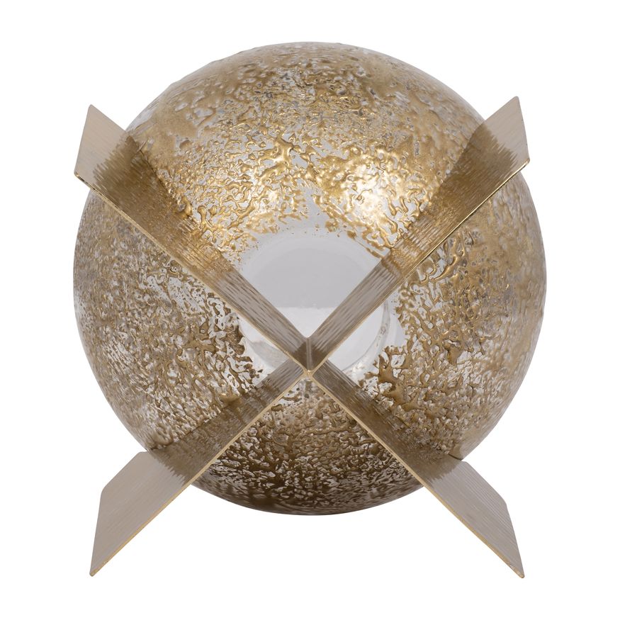 Sagebrook™ 10" Glass Hurricane Orb - Clear/Gold