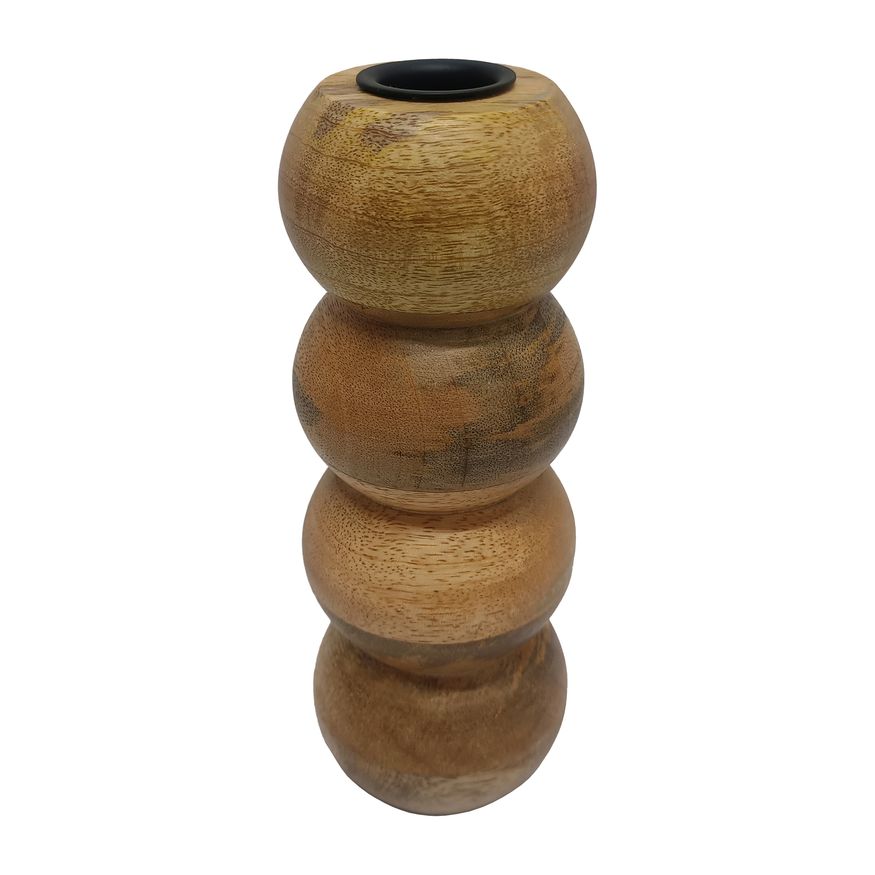 Sagebrook 7" Wood Ribbed Votive Holder