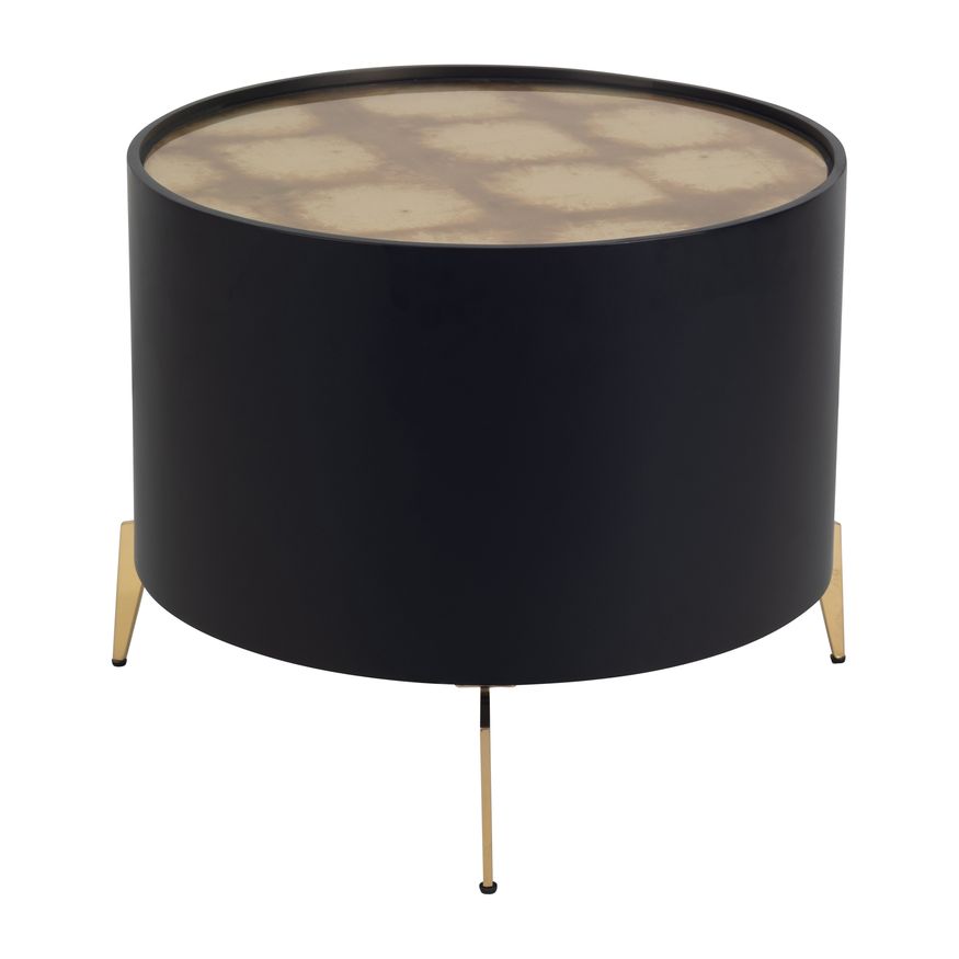 Sagebrook Wood Gold Leaf Top Side Table - Black/Gold