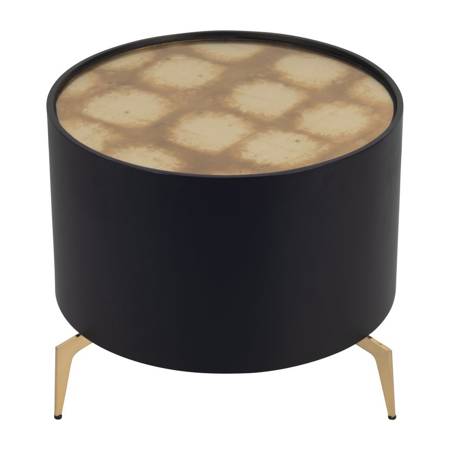 Sagebrook Wood Gold Leaf Top Side Table - Black/Gold