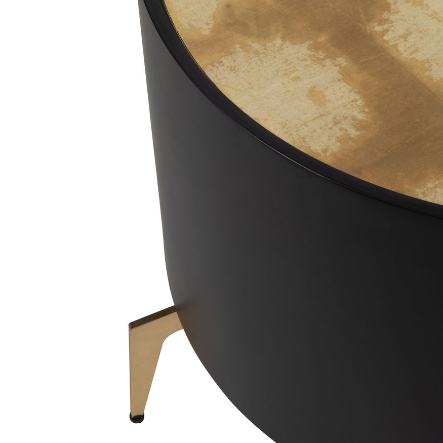 Sagebrook Wood Gold Leaf Top Side Table - Black/Gold