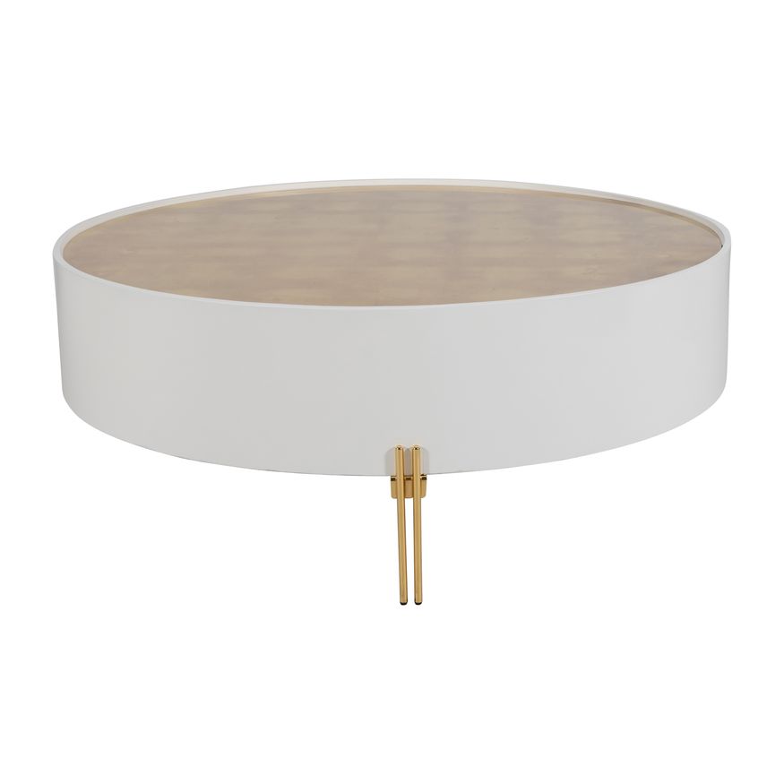 Sagebrook Wood Gold Leaf Top Coffee Table - White/Gold