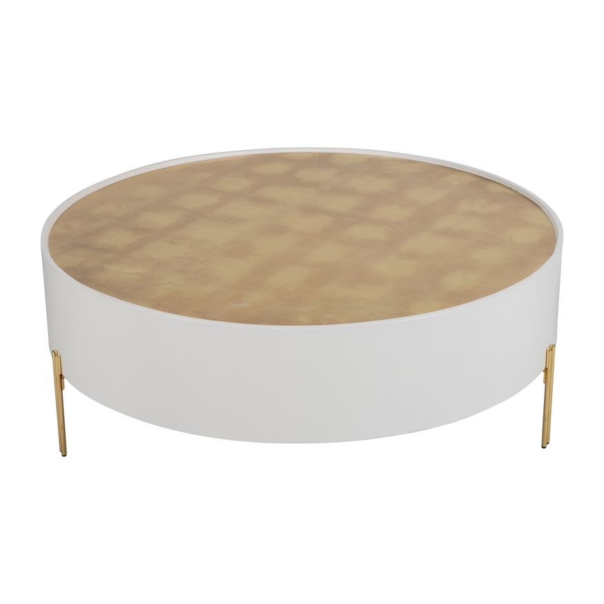 Sagebrook Wood Gold Leaf Top Coffee Table - White/Gold