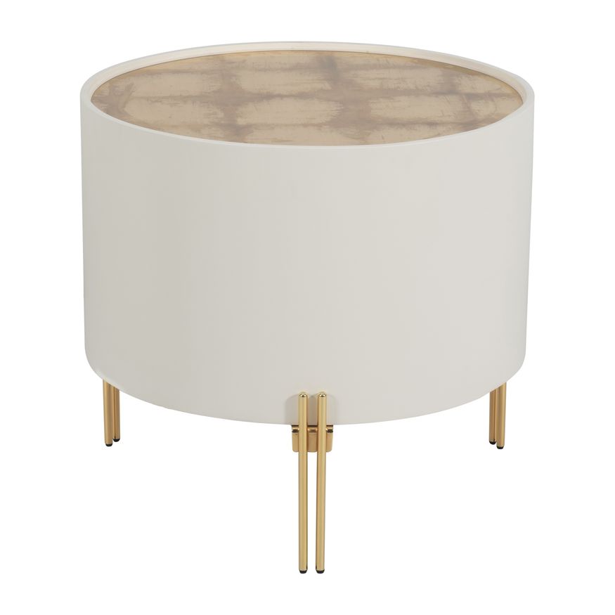 Sagebrook Wood Gold Leaf Top Side Table - White/Gold