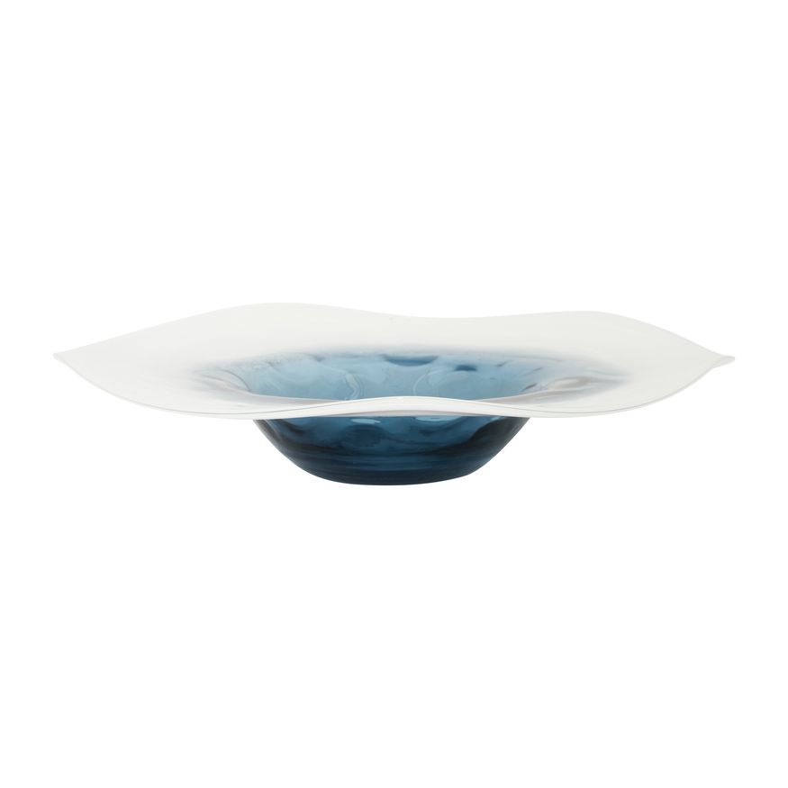 Sagebrook - 12" Glass Blue Waters Bowl in Blue/White