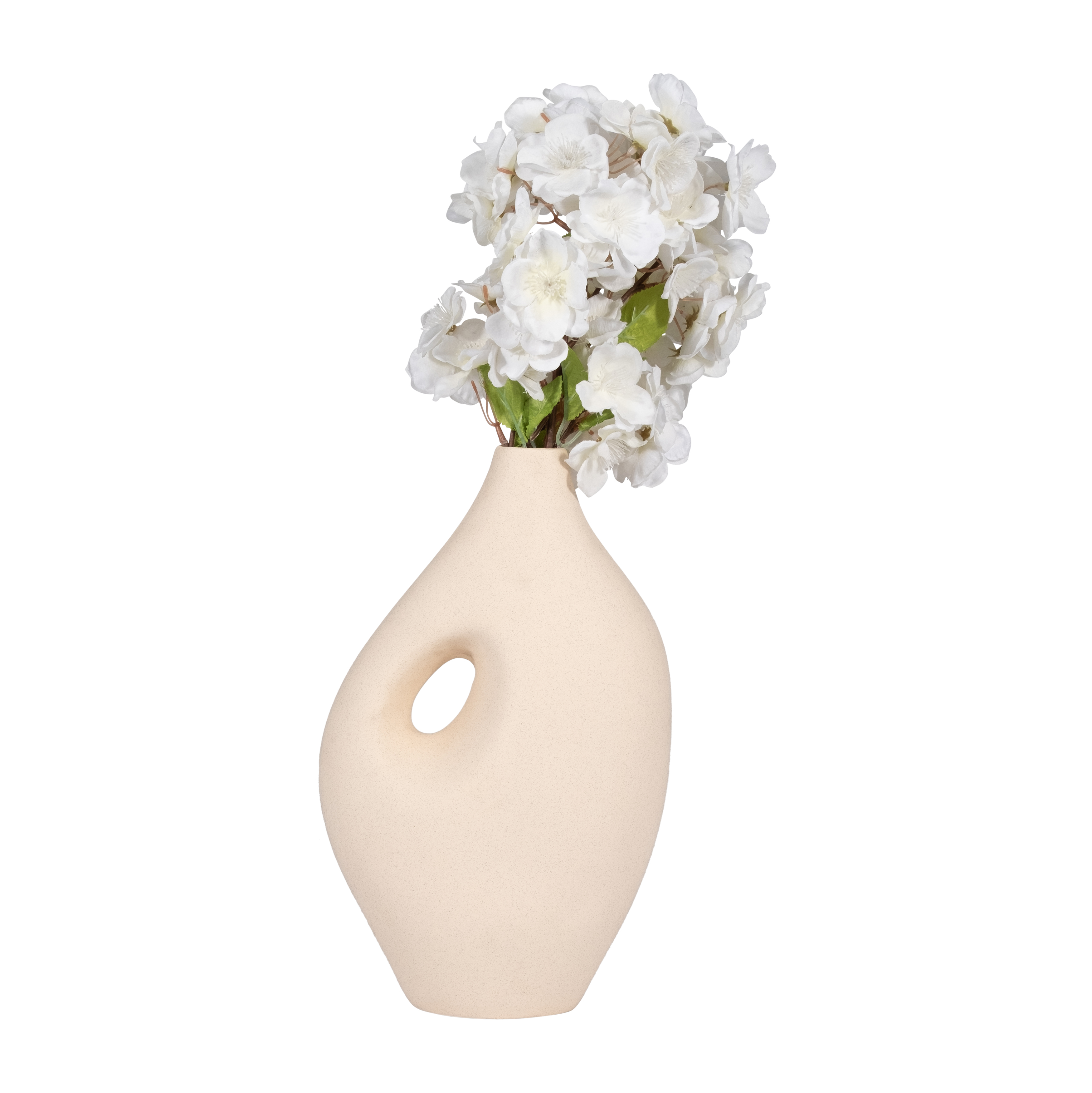 Sagebrook - 12" Ceramic Nomadic Handle Vase in Ivory