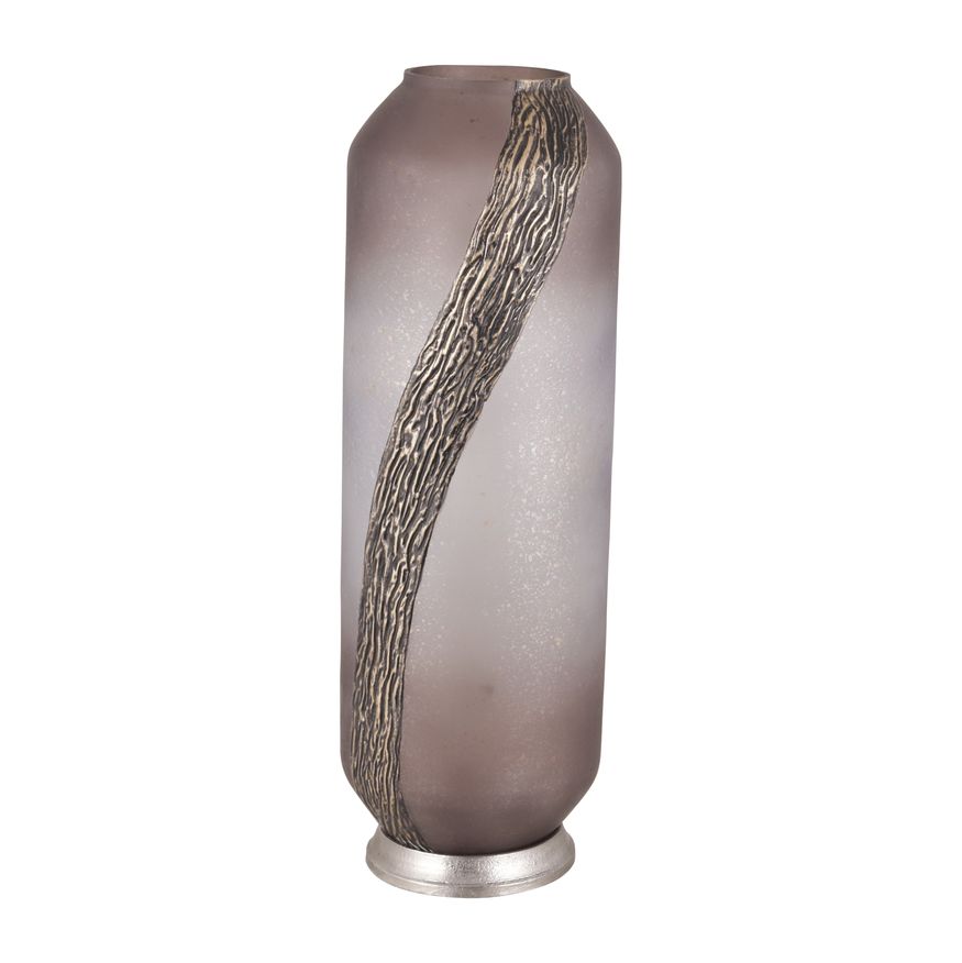 Sagebrook 15" Glass Metallic Detail Vase