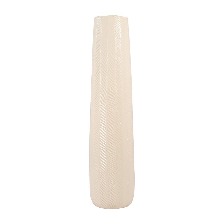 Sagebrook 12" Ceramic Etched Lines Cylinder Vase