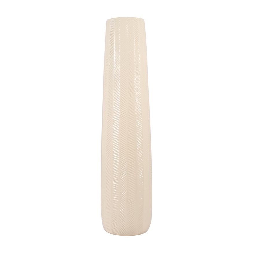 Sagebrook 28" Ceramic Etched Lines Cylinder Vase - Cotton