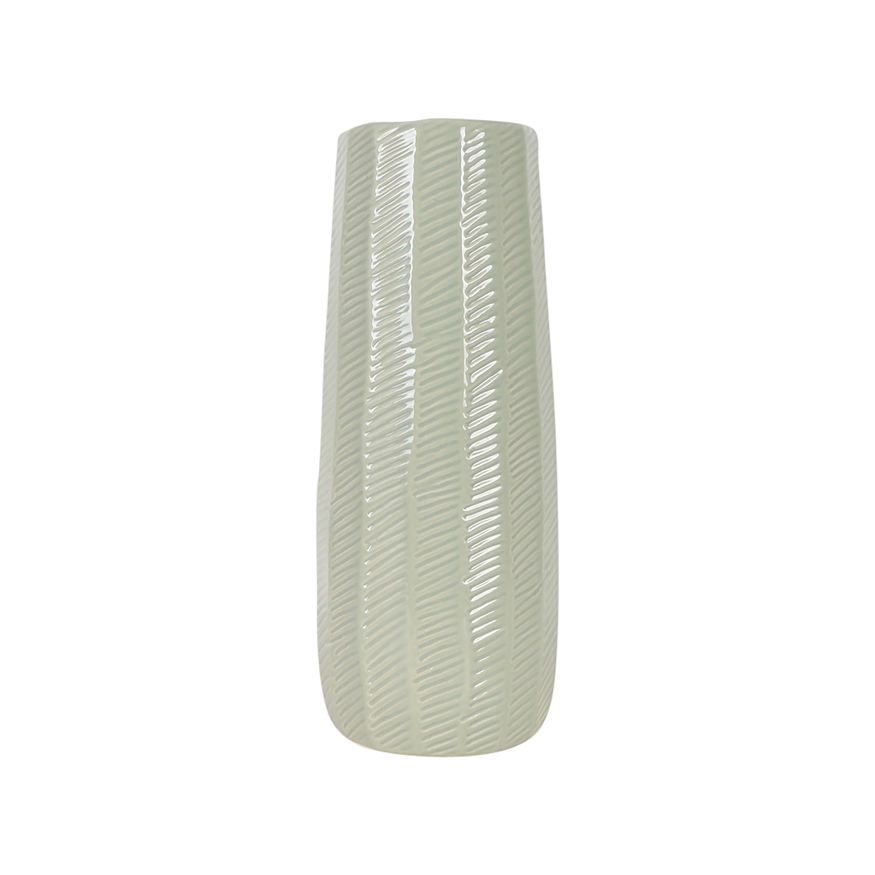 Sagebrook 12" Ceramic Etched Lines Cylinder Vase