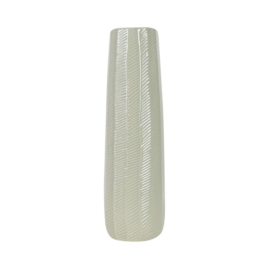 Sagebrook 12" Ceramic Etched Lines Cylinder Vase