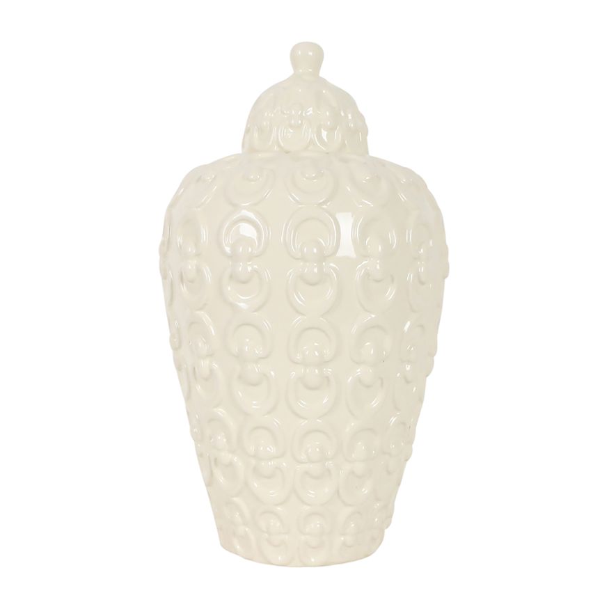 Sagebrook 12" Ceramic Chain Texture Jar