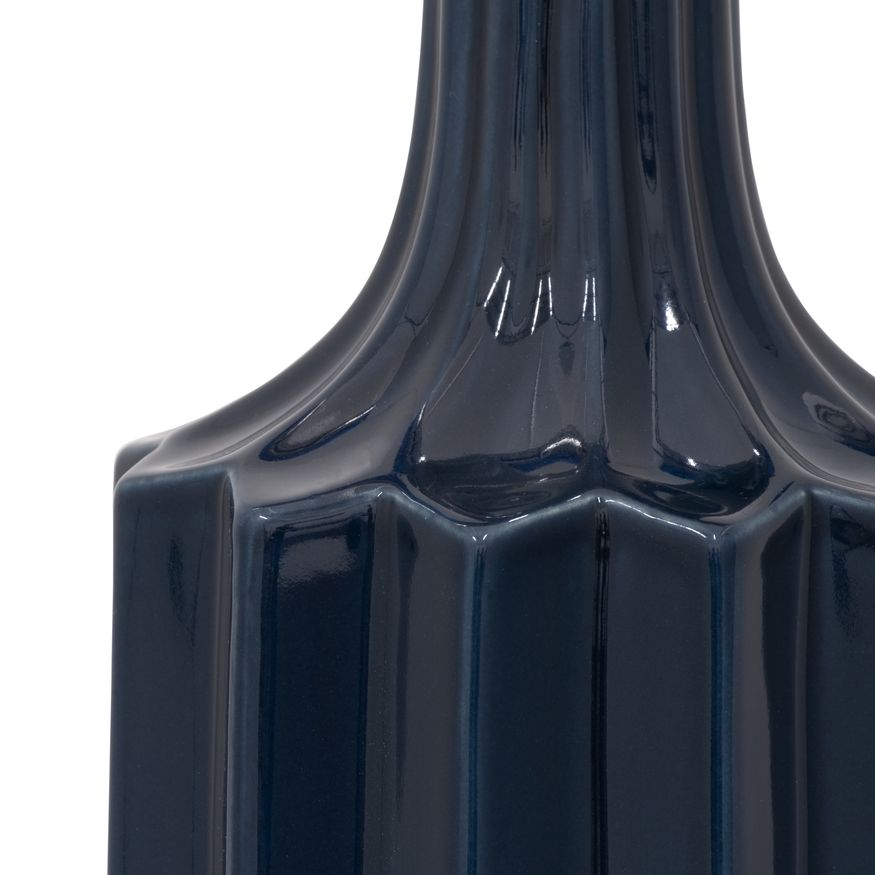 Sagebrook 13" Ceramic Fluted Vase - Navy