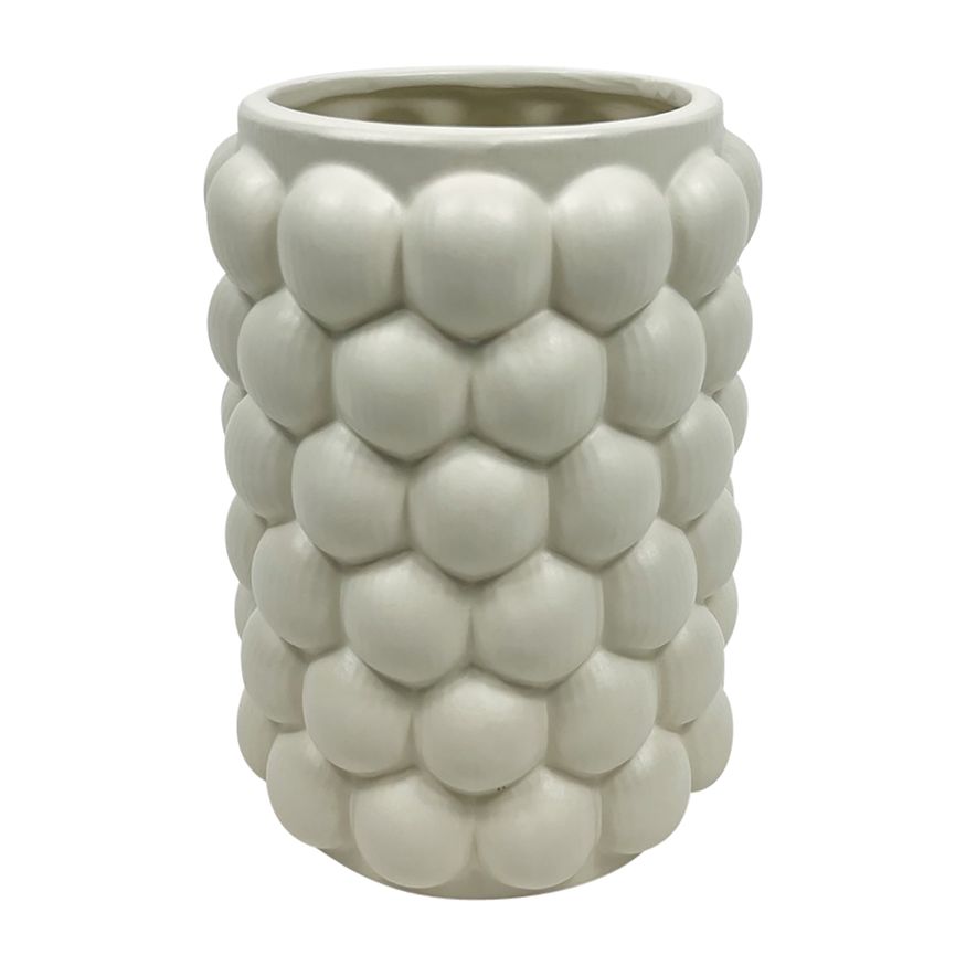 Sagebrook - 12" Ceramic Etched Lines Cylinder Vase