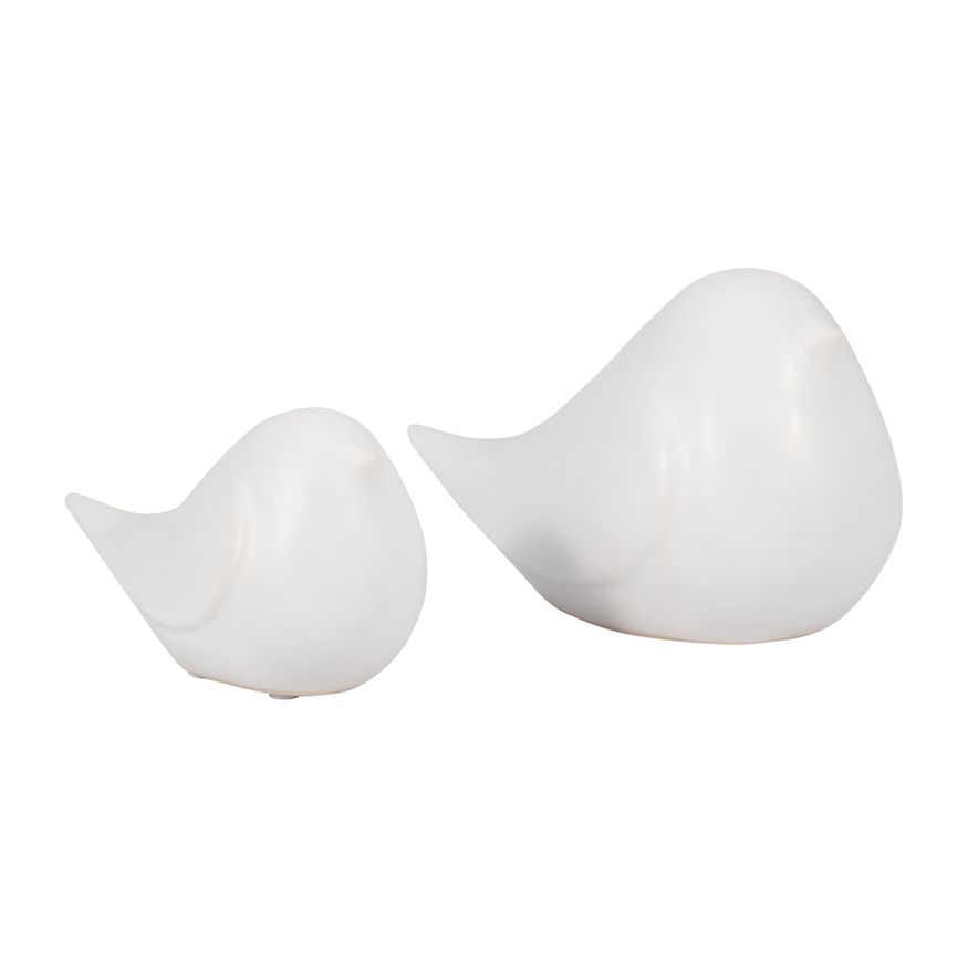 Sagebrook 6" Ceramic Chubby Bird - White