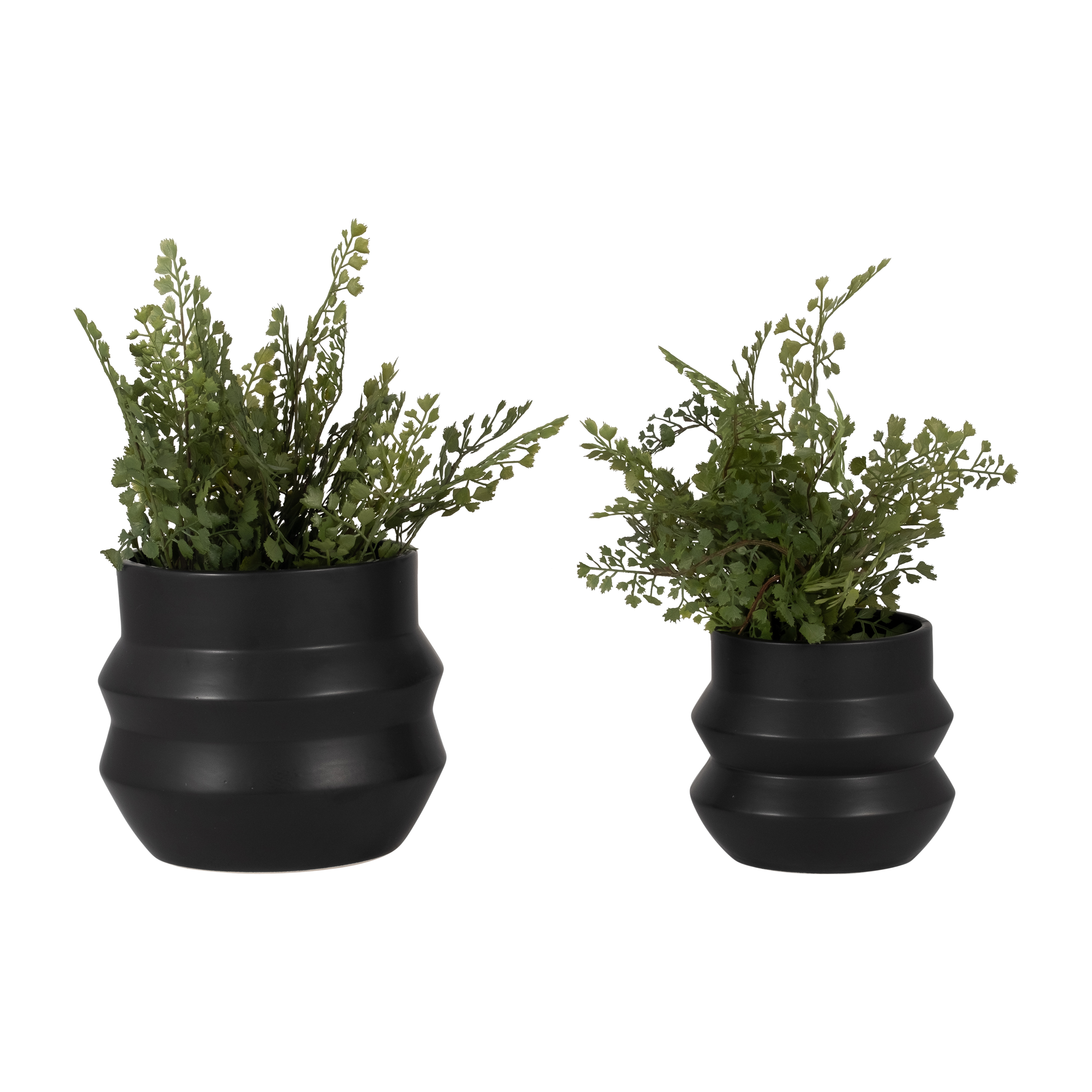 Sagebrook 6"/8" Ceramic Accordion Planter (Set Of 2) - Black