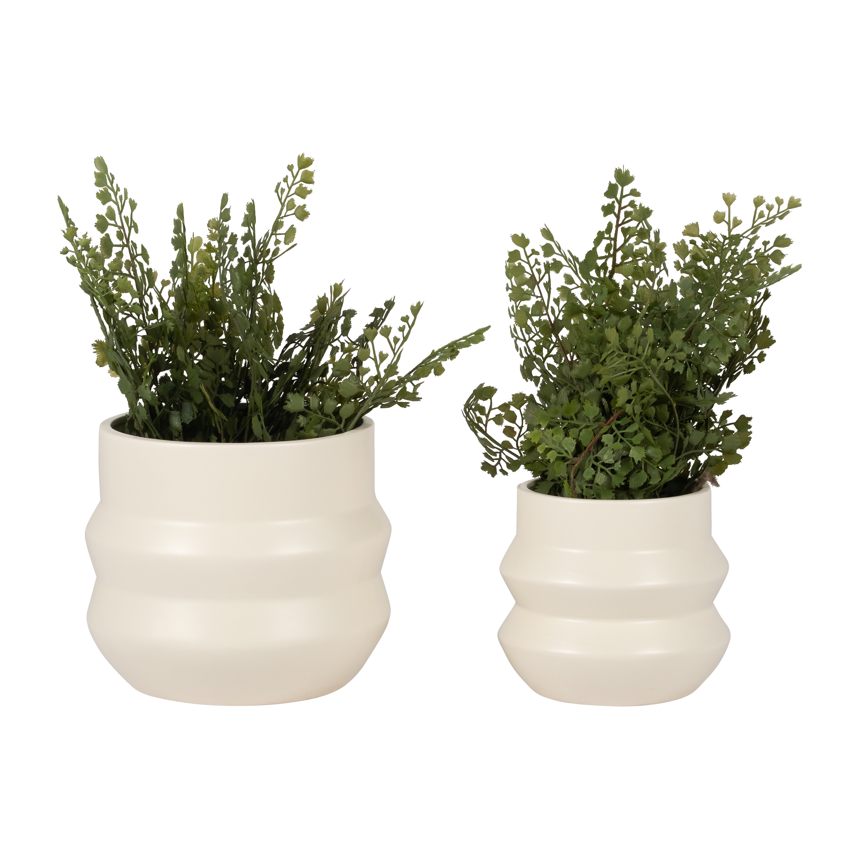 Sagebrook 6"/8" Ceramic Accordion Planter (Set Of 2) - Cotton