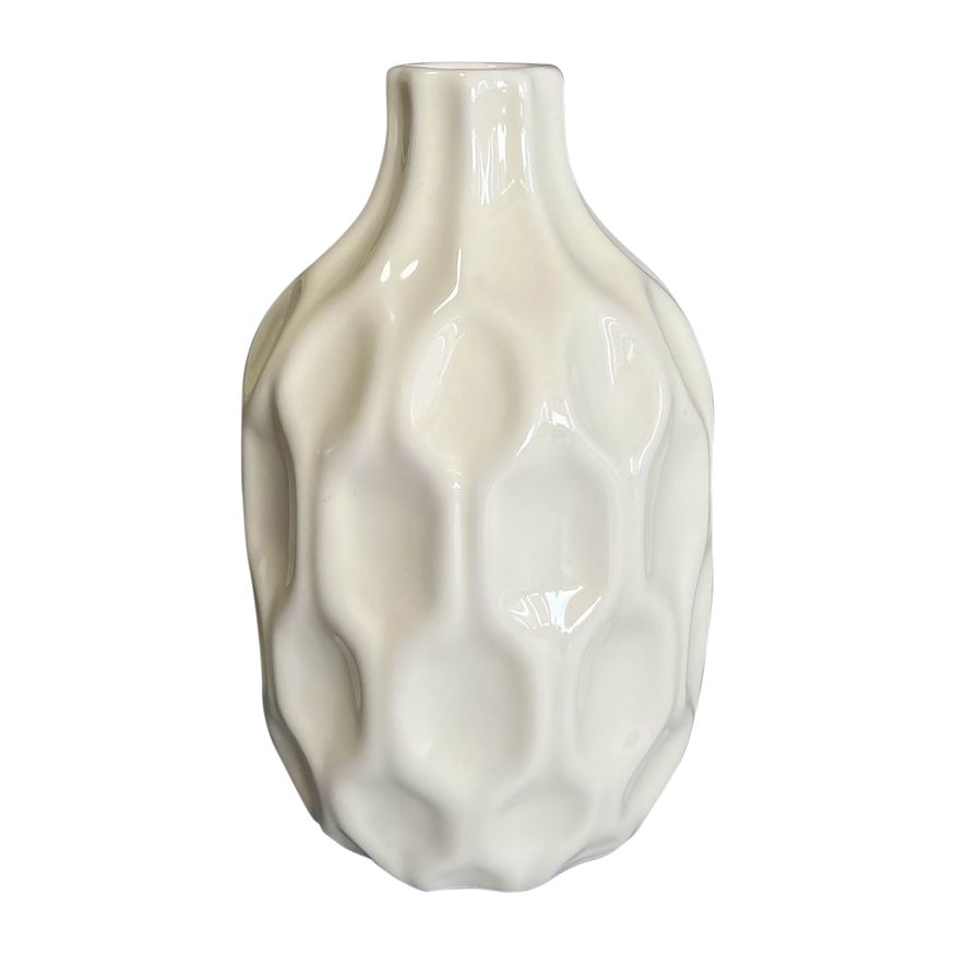 Sagebrook 8" Ceramic Honeycomb Dimpled Vase