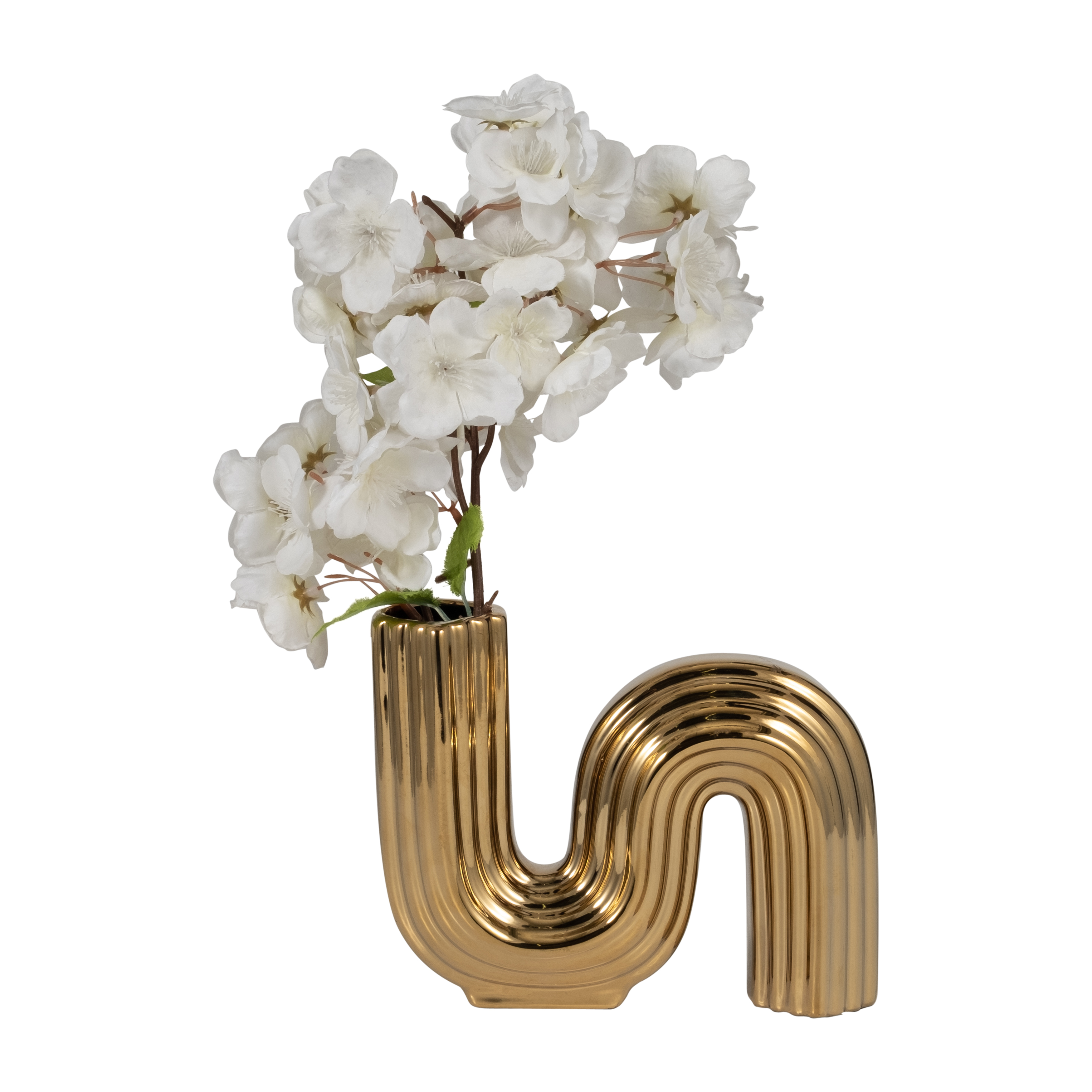 Sagebrook 6" Ceramic Loopy Vase - Gold