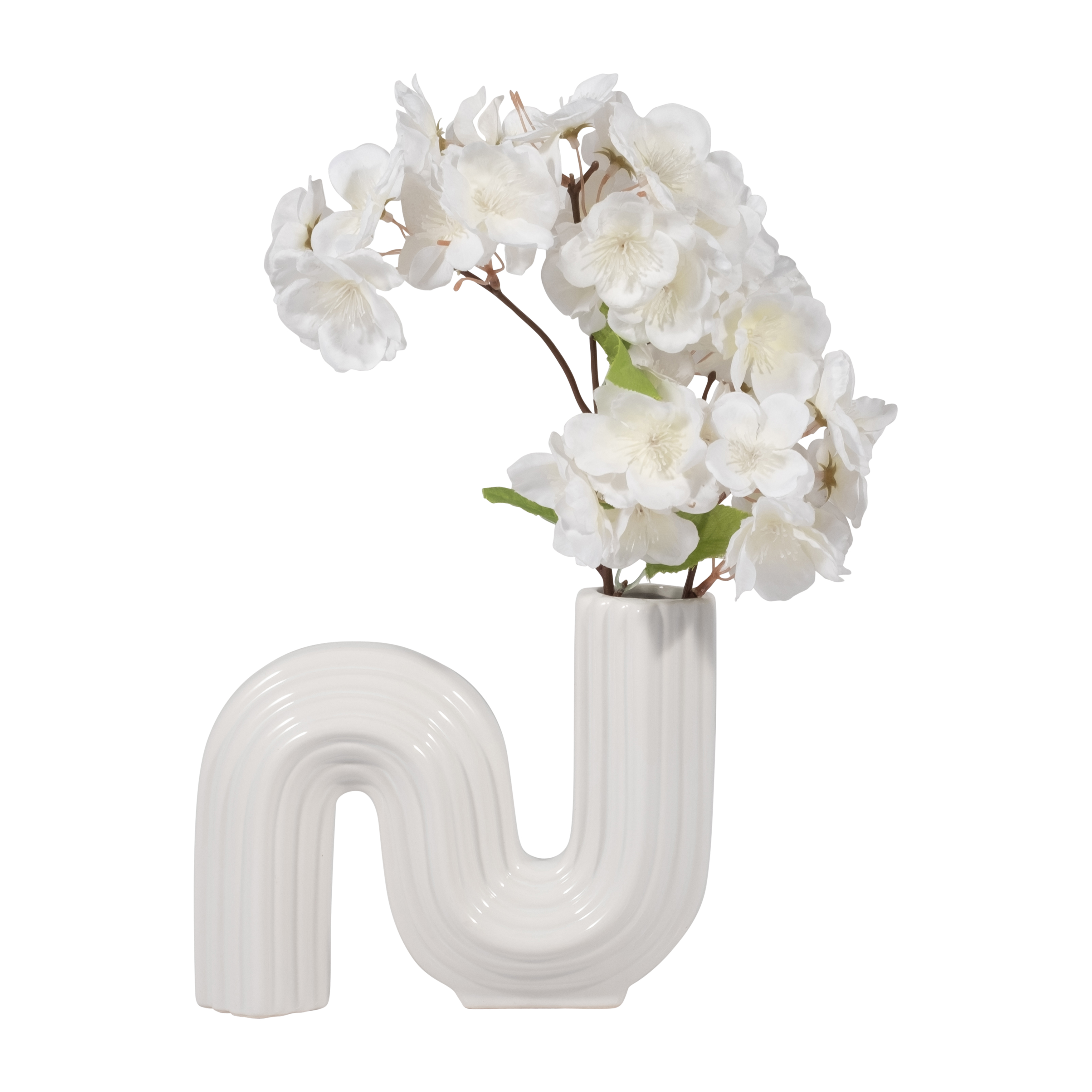 Sagebrook 6" Ceramic Loopy Vase - White