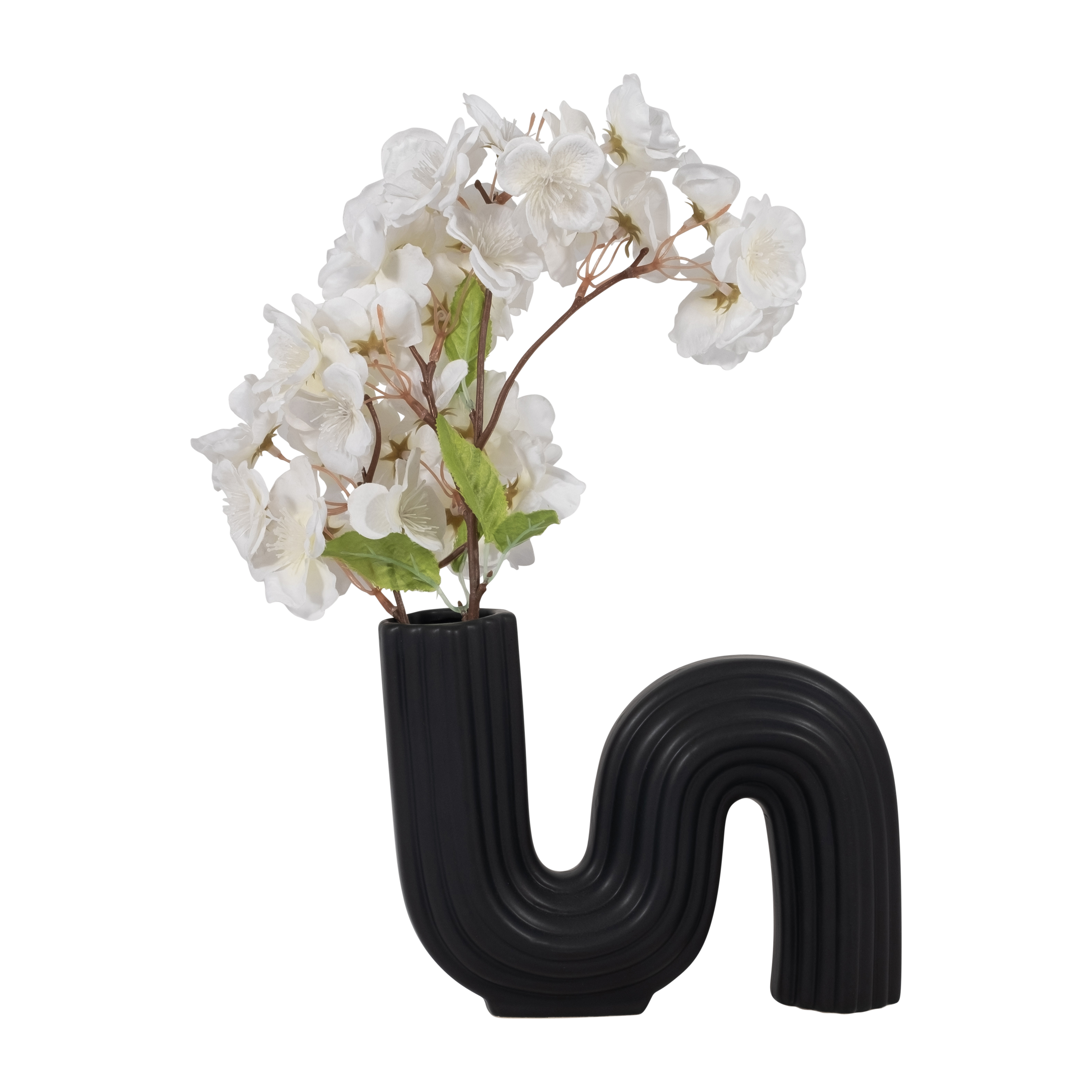 Sagebrook 6" Ceramic Loopy Vase - Black