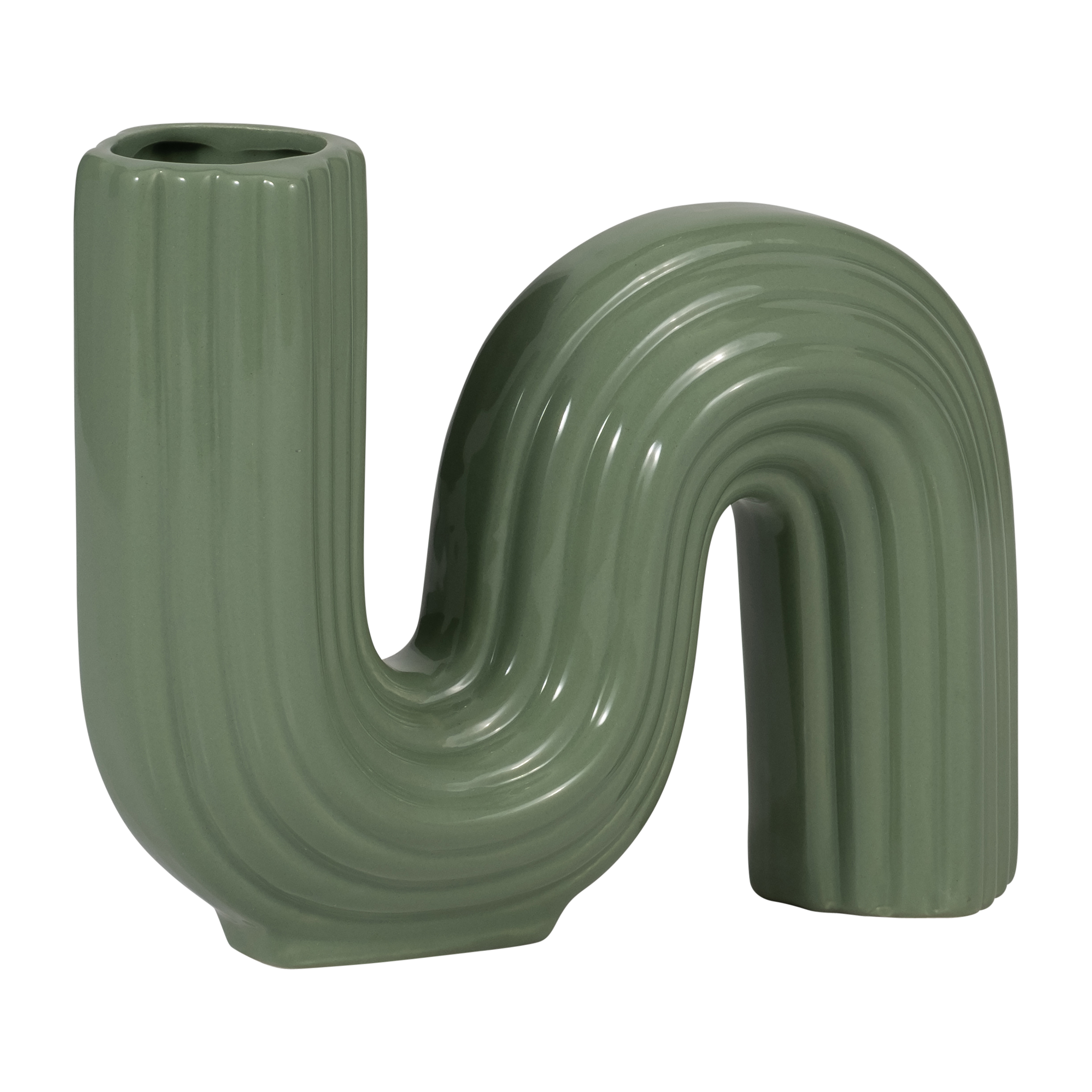 Sagebrook 6" Ceramic Loopy Vase - Dark Sage