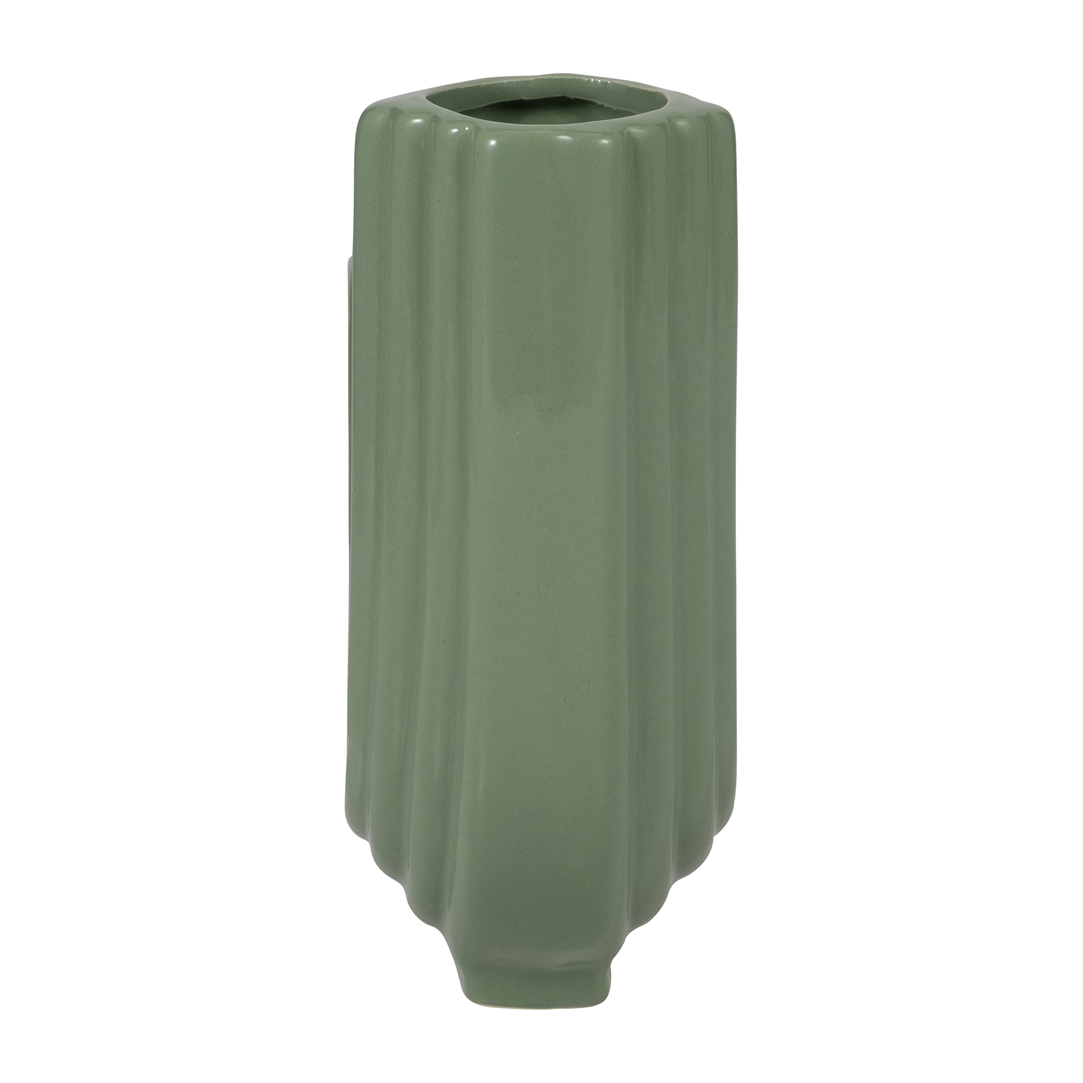 Sagebrook 6" Ceramic Loopy Vase - Dark Sage