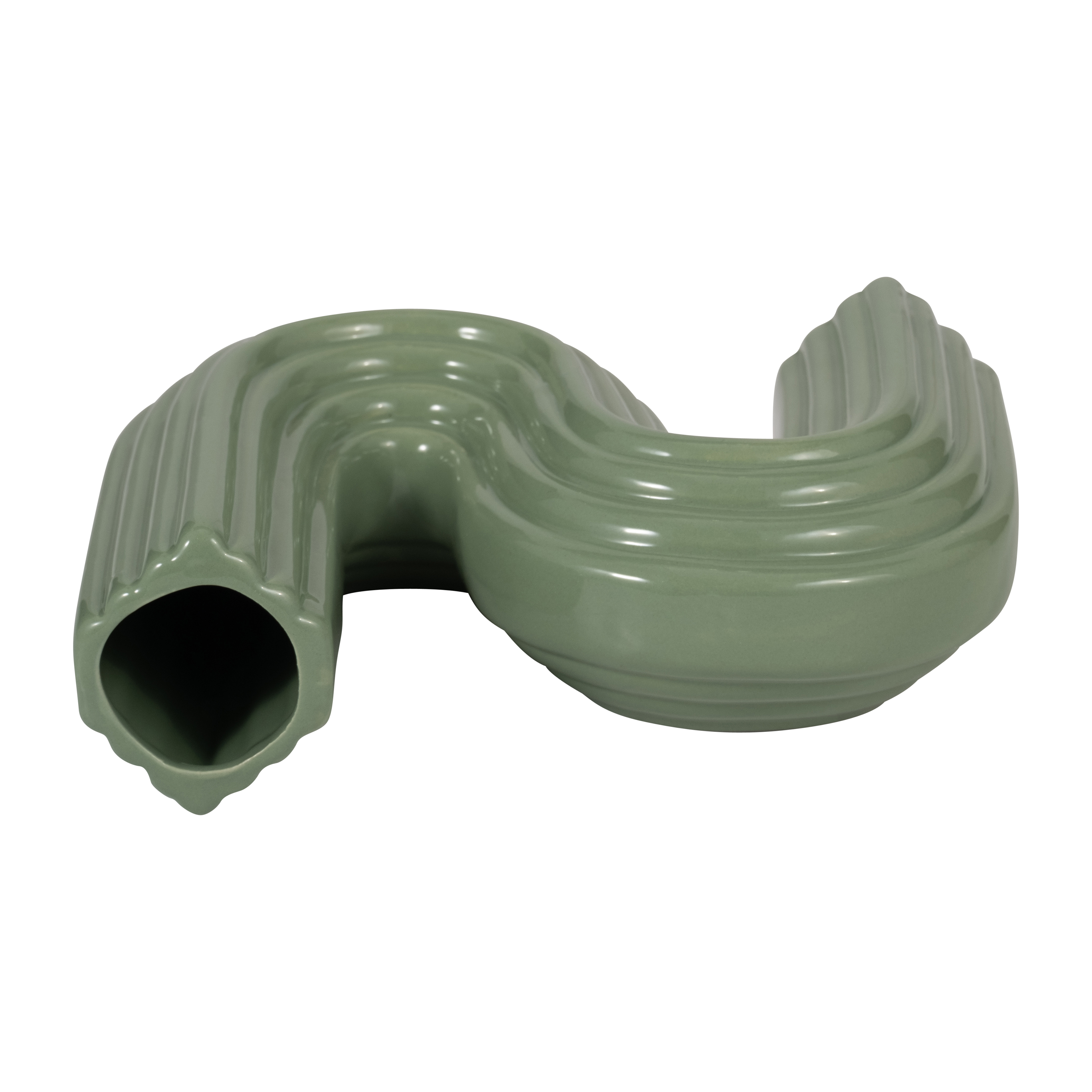 Sagebrook 6" Ceramic Loopy Vase - Dark Sage