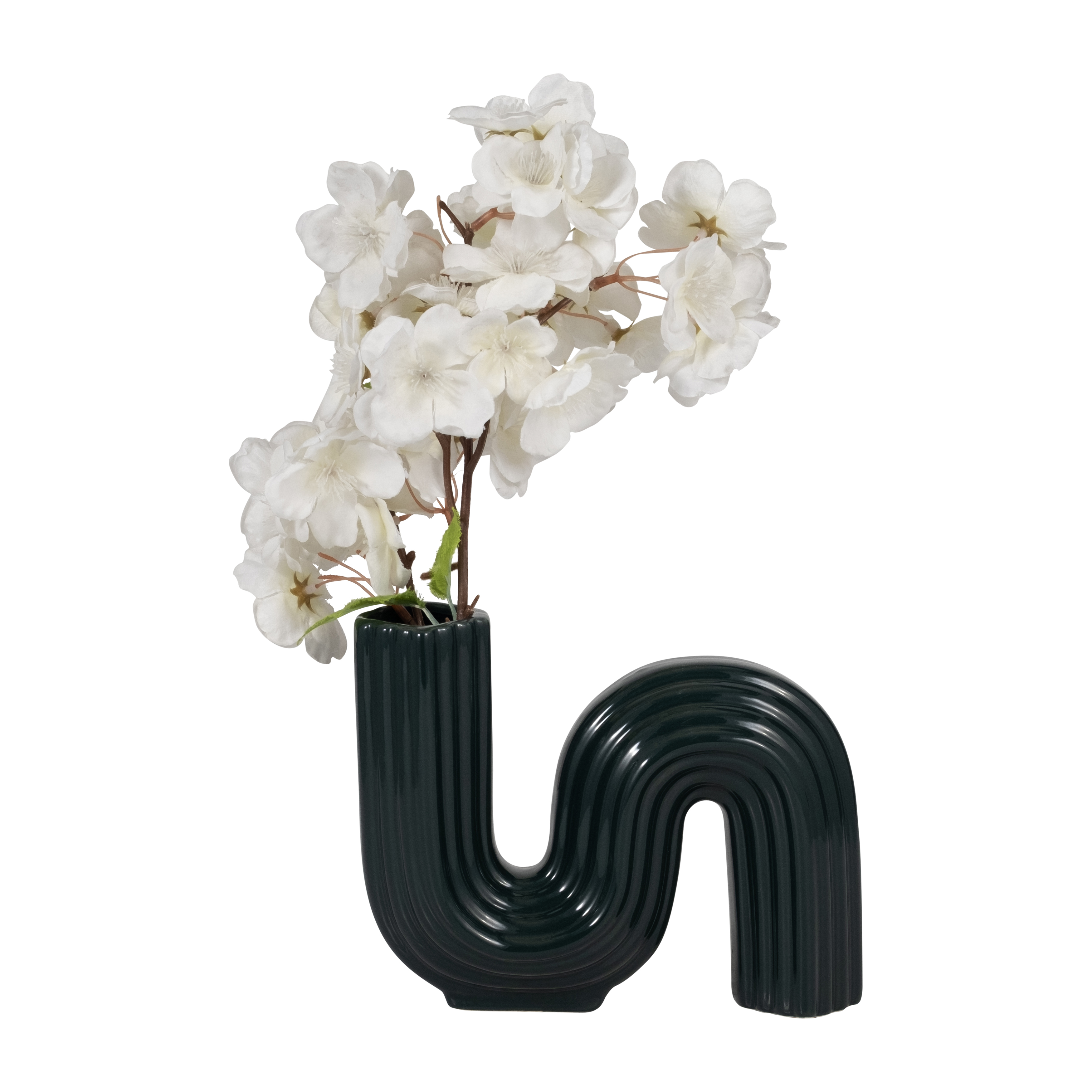 Sagebrook 6" Ceramic Loopy Vase - Forest Green