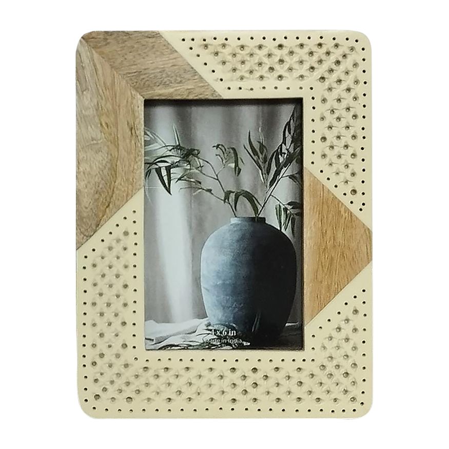 Sagebrook 4"x6" Resin Wood & Woven Photo Frame