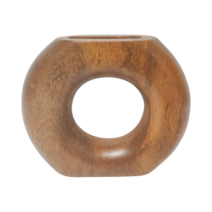 Sagebrook 8" Wood Donut Vase