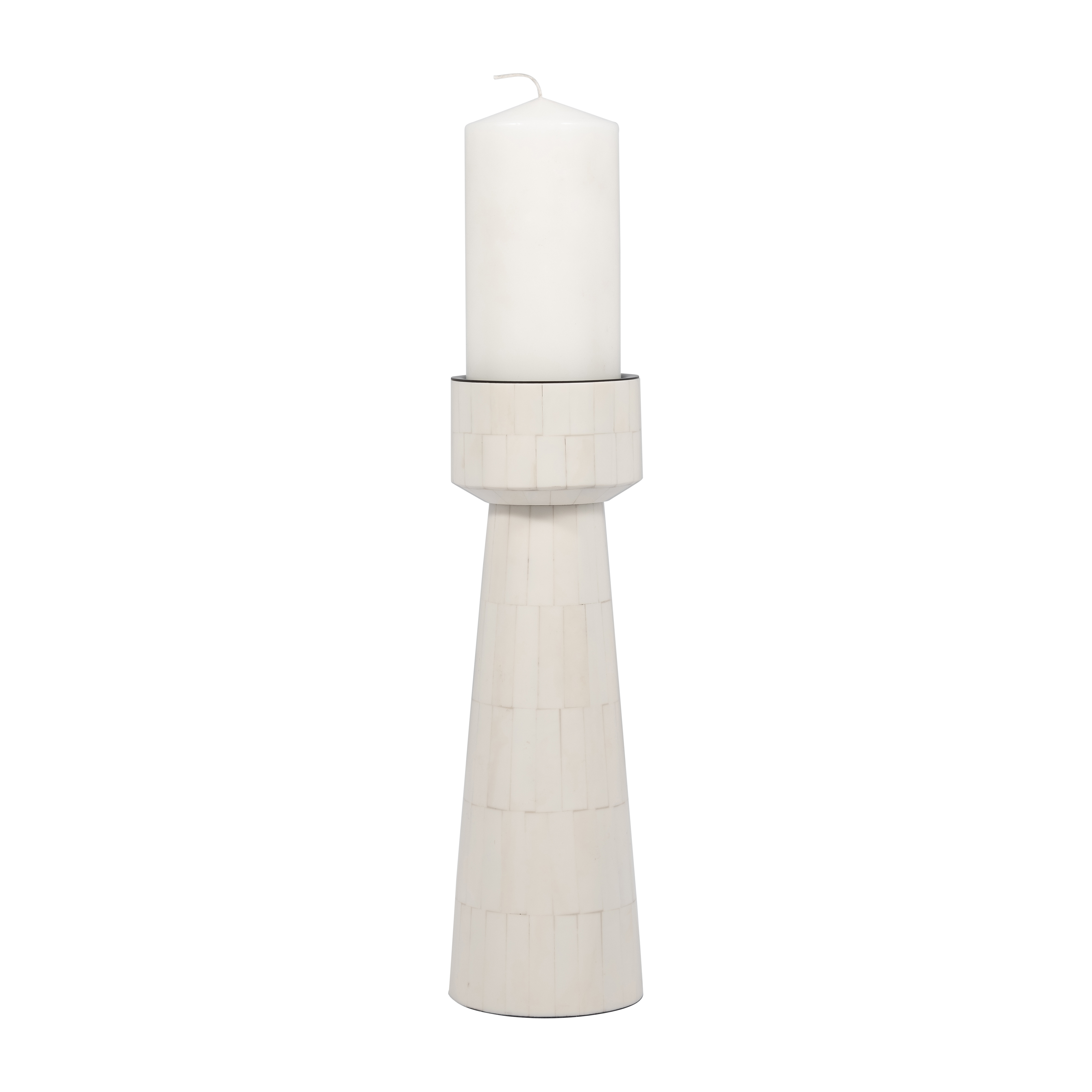 Sagebrook 12" Resin Pillar Candle Holder - Ivory