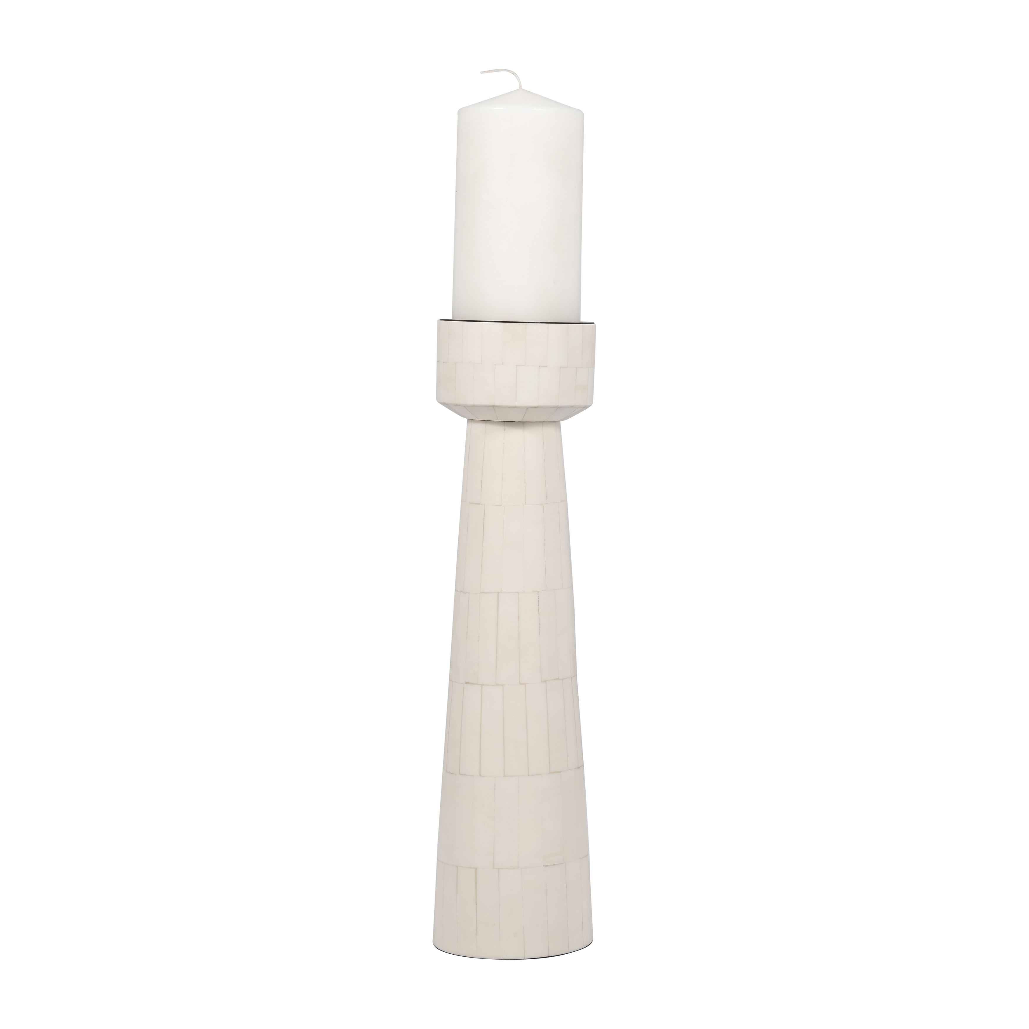 Sagebrook 15" Resin Pillar Candle Holder - Ivory