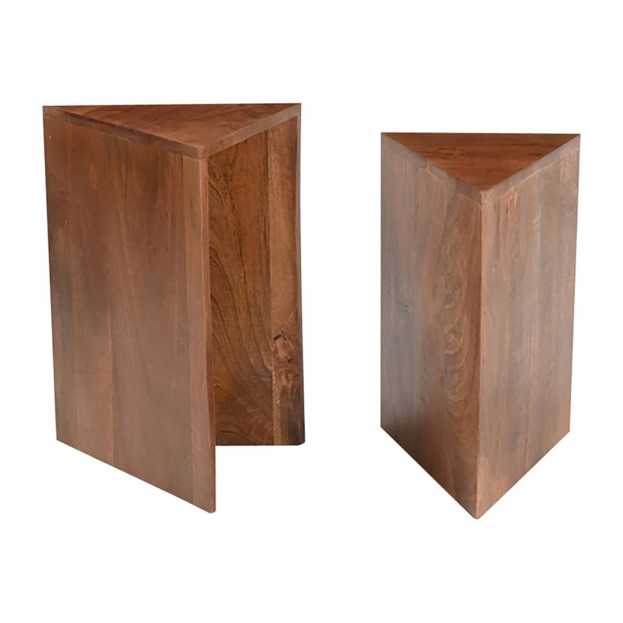 Sagebrook - Wood Triangle Side Table Set in Brown