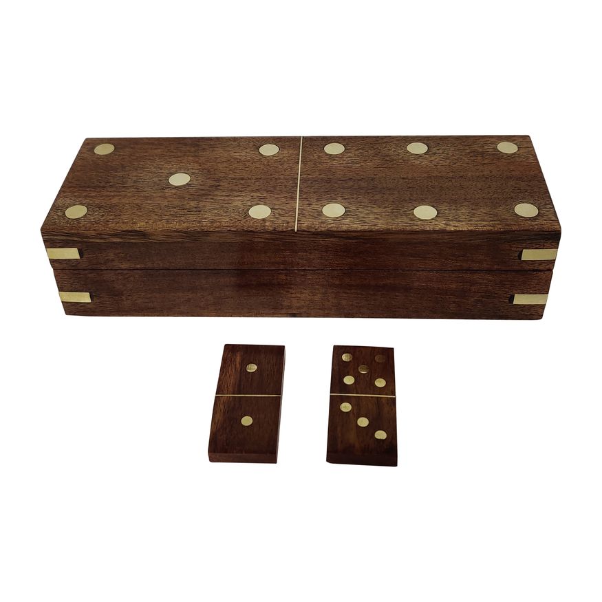 Sagebrook 8"x3" Wood Dominoes Box