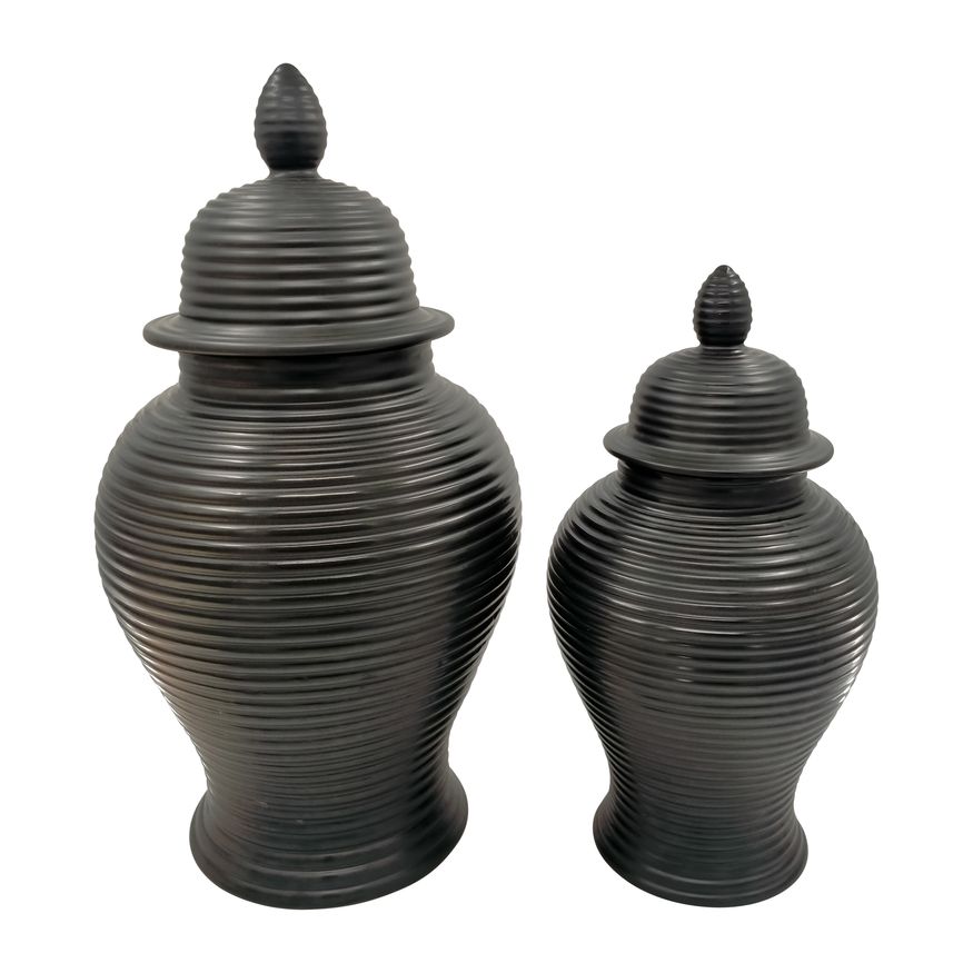 Sagebrook 24" Ceramic Ribbed Temple Jar