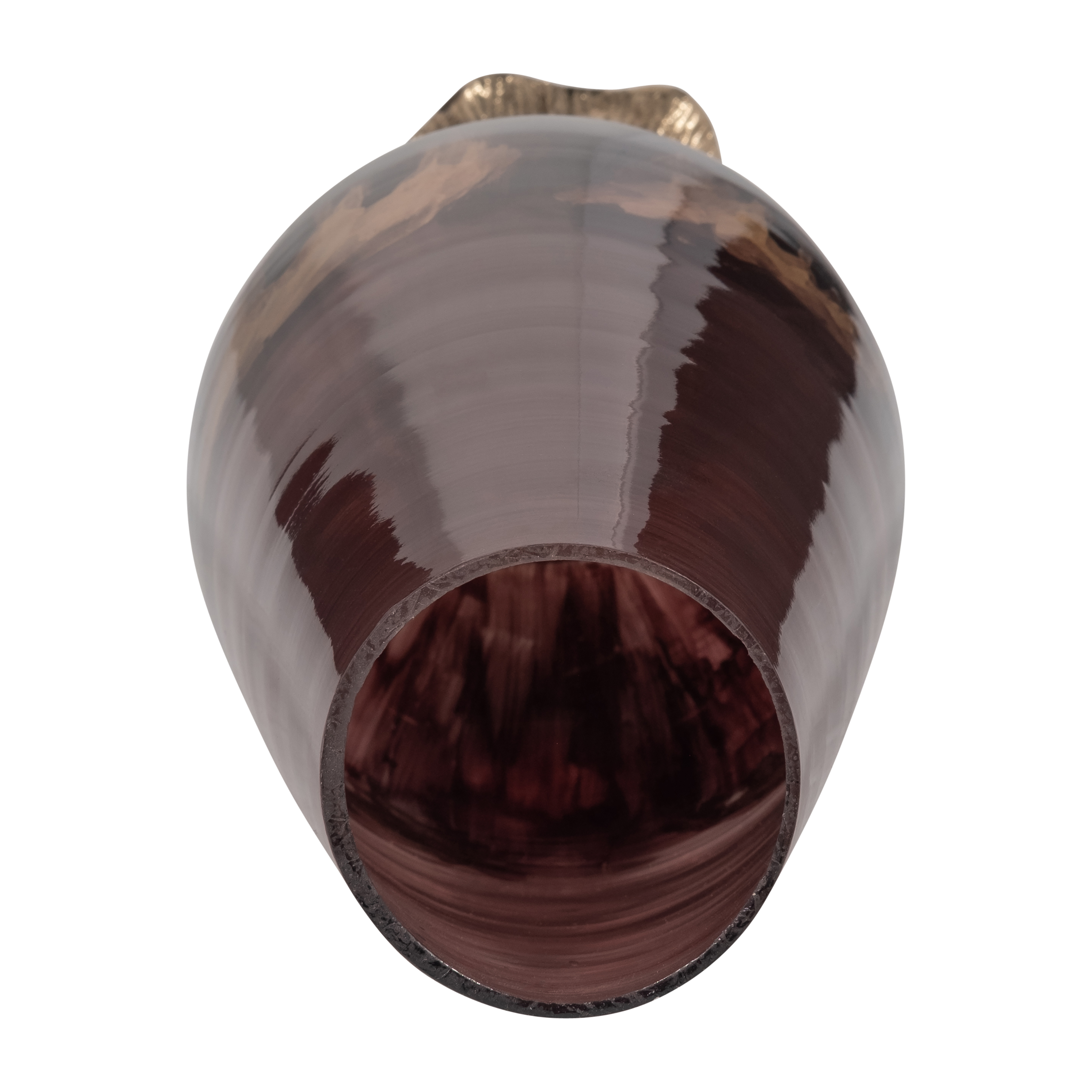 Sagebrook 15" Glass Vase with Leaf Base - Bronze