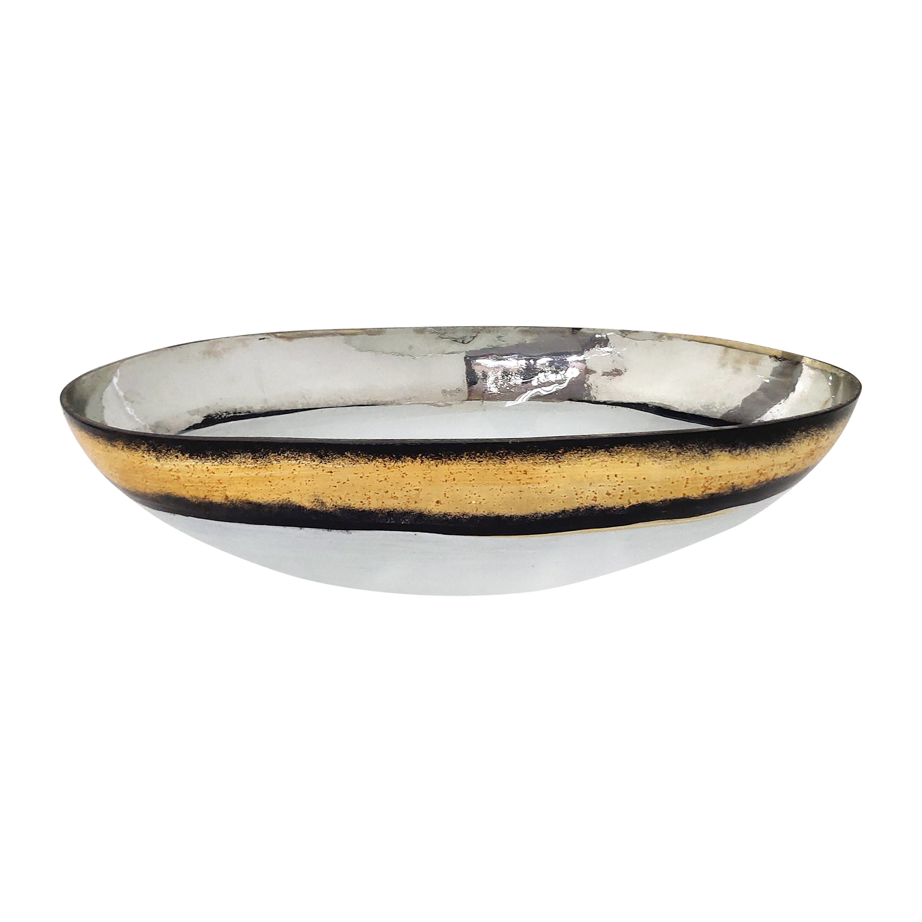 Sagebrook 13" Glass Bowl with Gold Trim