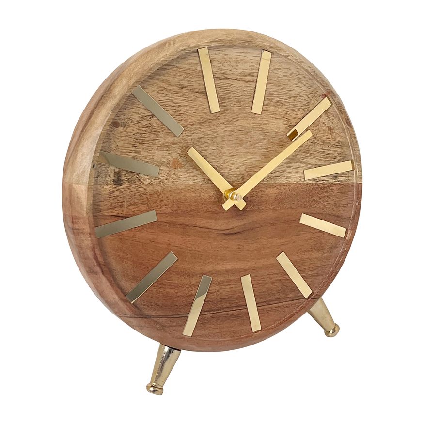 Sagebrook 7" Wood Gold Table Clock